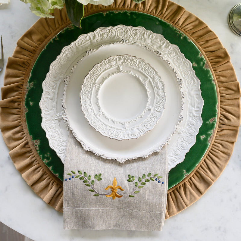 Arte Italica & Crown Linen Designs | Renaissance Bread & Canapé Plate, White