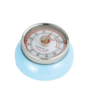 Zassenhaus Retro Kitchen Timer in white with a retro design, featuring a strong magnet and a 60-minute dial, ideal for precise kitchen timing.