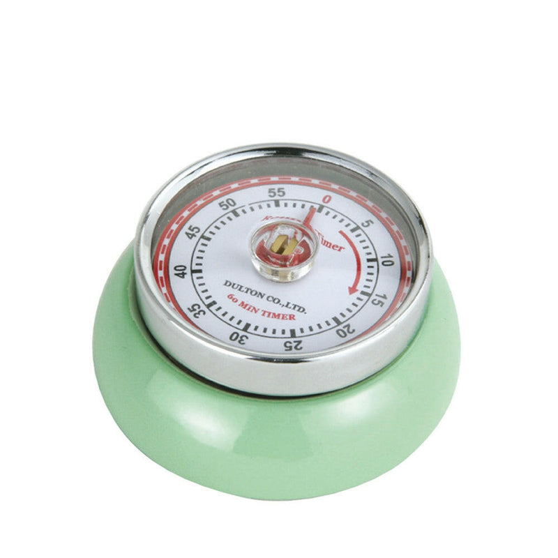 Zassenhaus Retro Kitchen Timer in white, featuring a steel body, built-in magnet, and 60-minute setting, ideal for precise cooking in any kitchen.