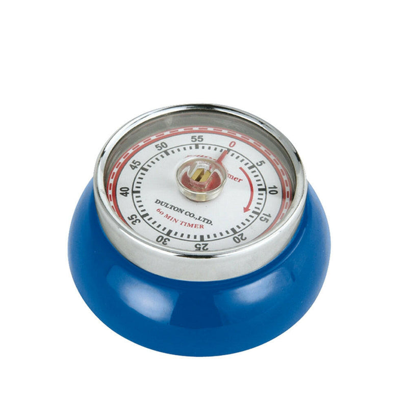 Zassenhaus Retro Kitchen Timer - White, steel construction with a built-in magnet, measures 2.75 diameter x 2 high, adjustable up to 60 minutes.