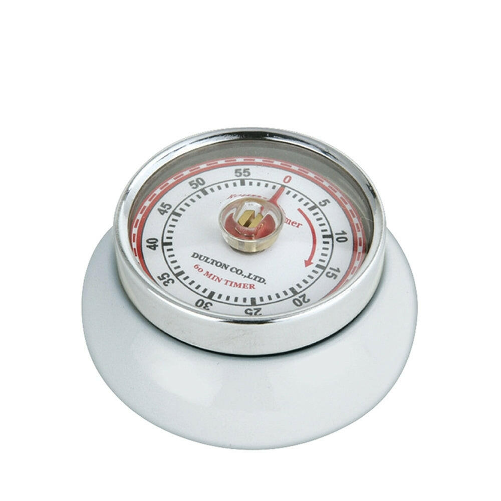 Zassenhaus Retro Kitchen Timer - White, featuring a sleek steel design with a user-friendly dial for up to 60 minutes, ideal for culinary enthusiasts.
