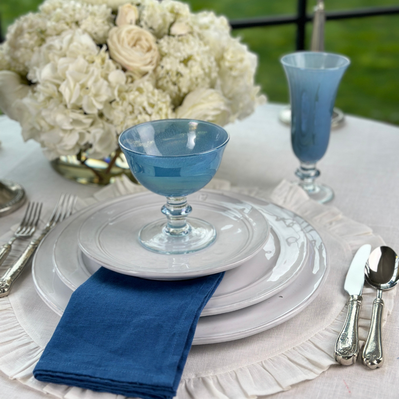 Arte Italica & Crown Linen Designs | Rialto Compote - Adriatic Blue