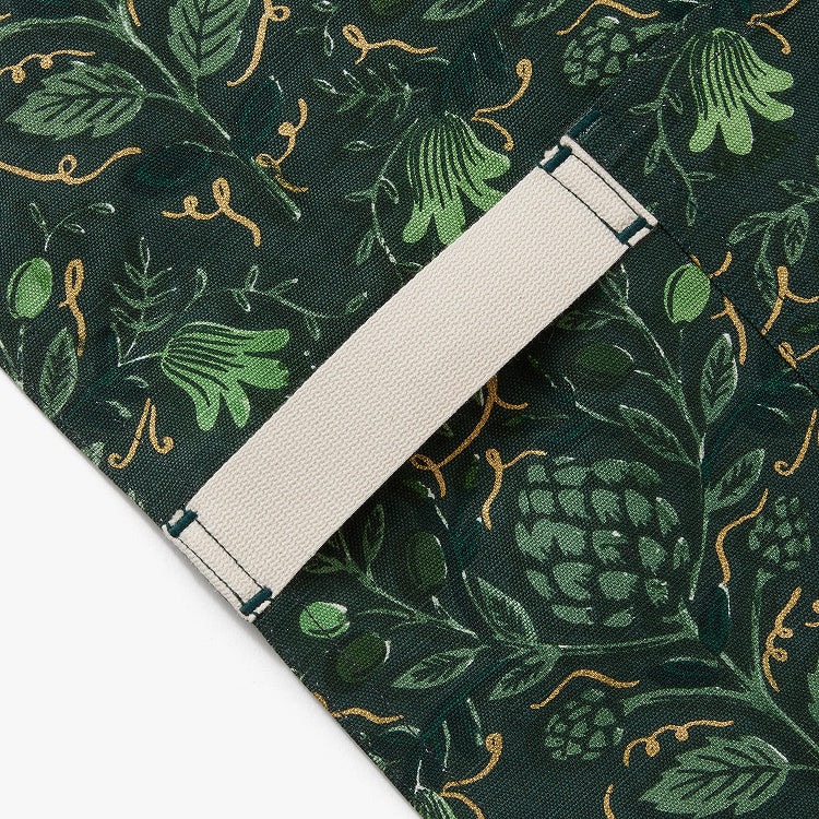 Hedley & Bennett Rifle Paper Co. Essential Apron, Artichoke Forest — fabric and construction detail