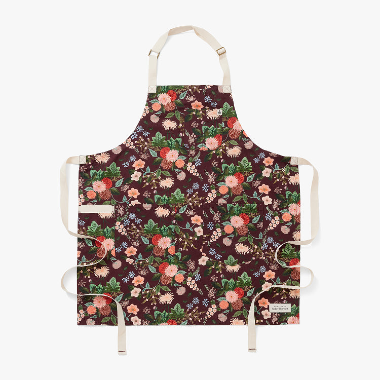 Hedley & Bennett Rifle Paper Co. Essential Apron, Burgundy Dahlia — front view