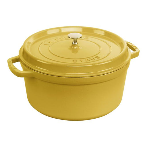 Staub | Round Cocottes - 7 qt Citron: A premium cast iron pot, perfect for slow-cooking, with a self-basting lid for moist, flavorful dishes. Ideal for both chefs and home cooks.