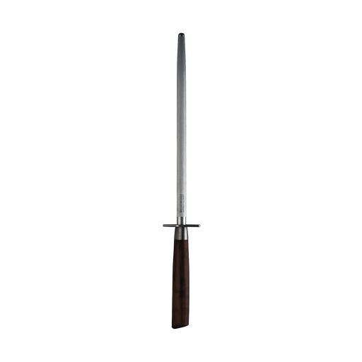 Messermeister Royale Elite Honing Steel, 10 inches, with a fine grit steel rod and American walnut handle, designed for maintaining kitchen knife sharpness.