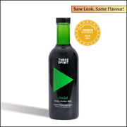 Three Spirit Social Elixir: a non-alcoholic, botanical spirit in a dark bottle, featuring a green triangle, ideal for enhancing lively nights.