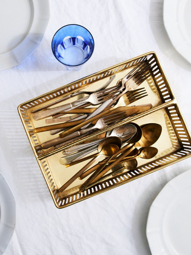 Sir/Madam Sheffield Silverware Caddy, Brass — product image