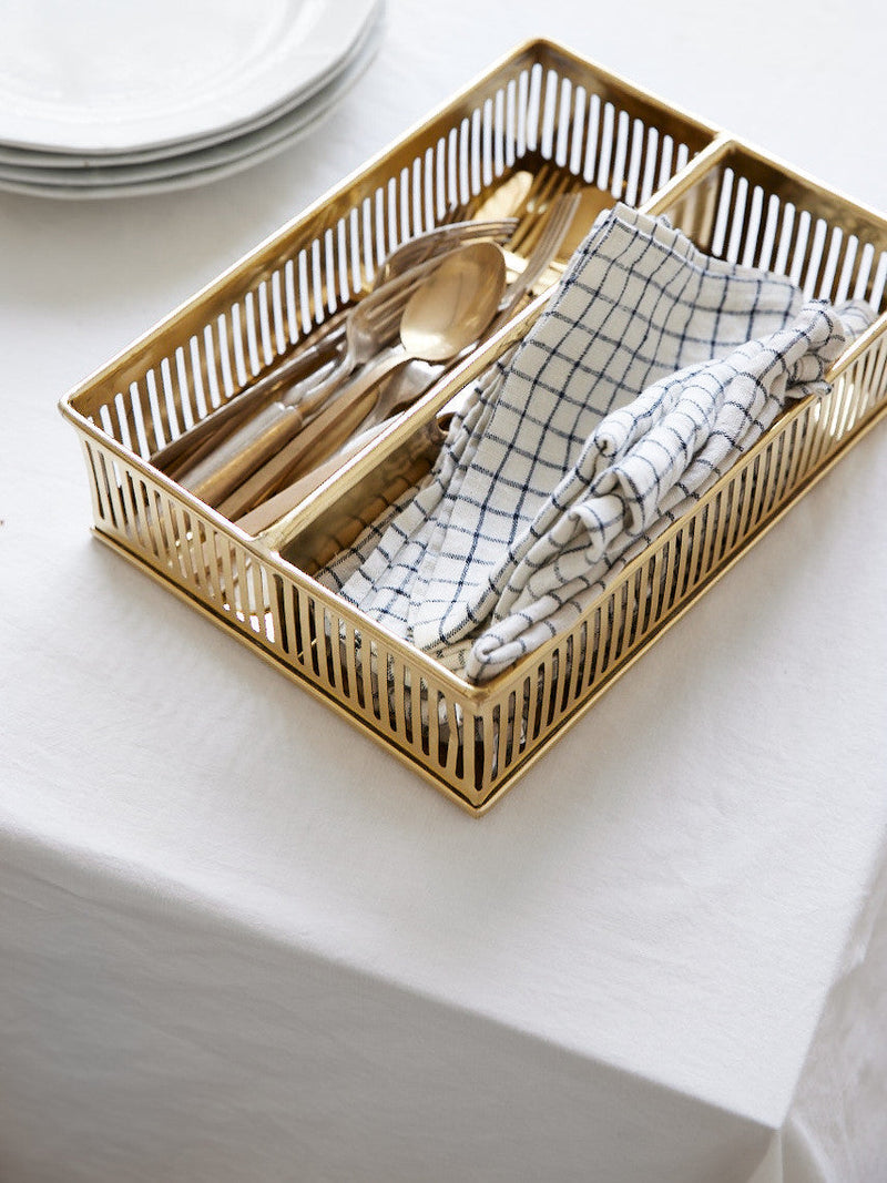 Sir/Madam Sheffield Silverware Caddy, Brass — product image
