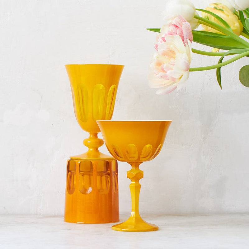 Sir|Madam | Rialto Glass Coupe, Saffron, Set of 2