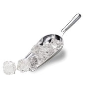 Aluminum Ice Scoop displaying a curved bowl and comfort-grip handle, ideal for scooping ice cubes, from Athens Cooks' kitchen tool selection.