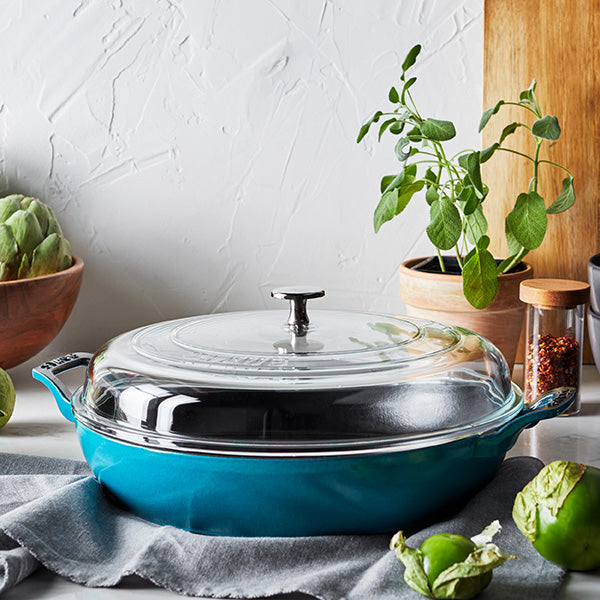 Staub | 3.5 qt Cast Iron Braiser With Glass Lid - Grenadine