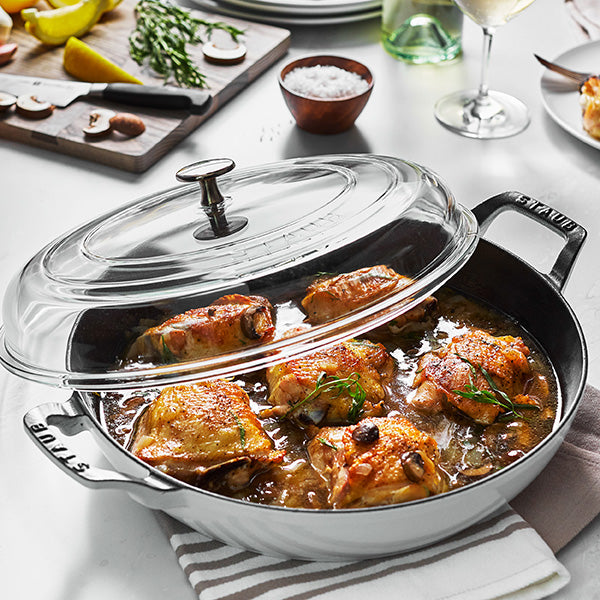 Staub | 3.5 qt Cast Iron Braiser With Glass Lid - Grenadine