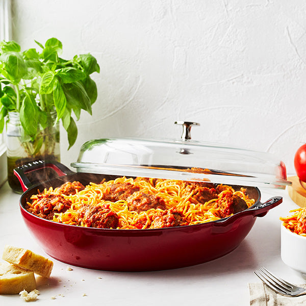 Staub | 3.5 qt Cast Iron Braiser With Glass Lid - Grenadine