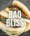 Three steamed bao buns filled with vegetables and garnished with cilantro and crushed peanuts are stacked against a dark background. Overlay text in bold white letters reads "BAO BLISS." Join Athens Cooks' COOKING CLASS | Bao Bliss: Making Steamed Bao Buns with Chef Hunter on Wednesday, 23 October, 6:00pm - 8:00pm to master these delectable steamed buns.