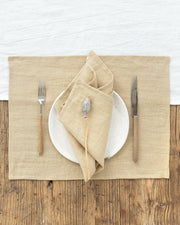 MagicLinen | Linen Napkins - Cinnamon Gingham - Set of 2, showcasing their elegant, soft texture and versatile design, ideal for enhancing any dining setting.