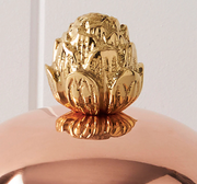 Ruffoni | Kitchen Jars - Large: Gold-topped jar with artichoke-shaped bronze knob, perfect for storing pasta or grains, enhancing countertop aesthetics with Italian charm.