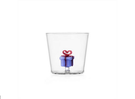 Ichendorf | Tumbler, Light Blue Gift featuring a whimsical purple gift-box base, perfect for sipping morning coffee or evening limoncello.