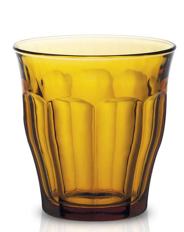 Duralex | Picardie Tumbler set of 6 features amber, short fluted glass, perfect for enhancing your kitchen collection from Athens Cooks.