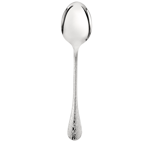 Christofle | Serving Spoon Jardin d'Eden Silver Plated Yellow Gold with ornate floral engravings, showcasing baroque elegance and craftsmanship from the Jardin d'Eden collection.