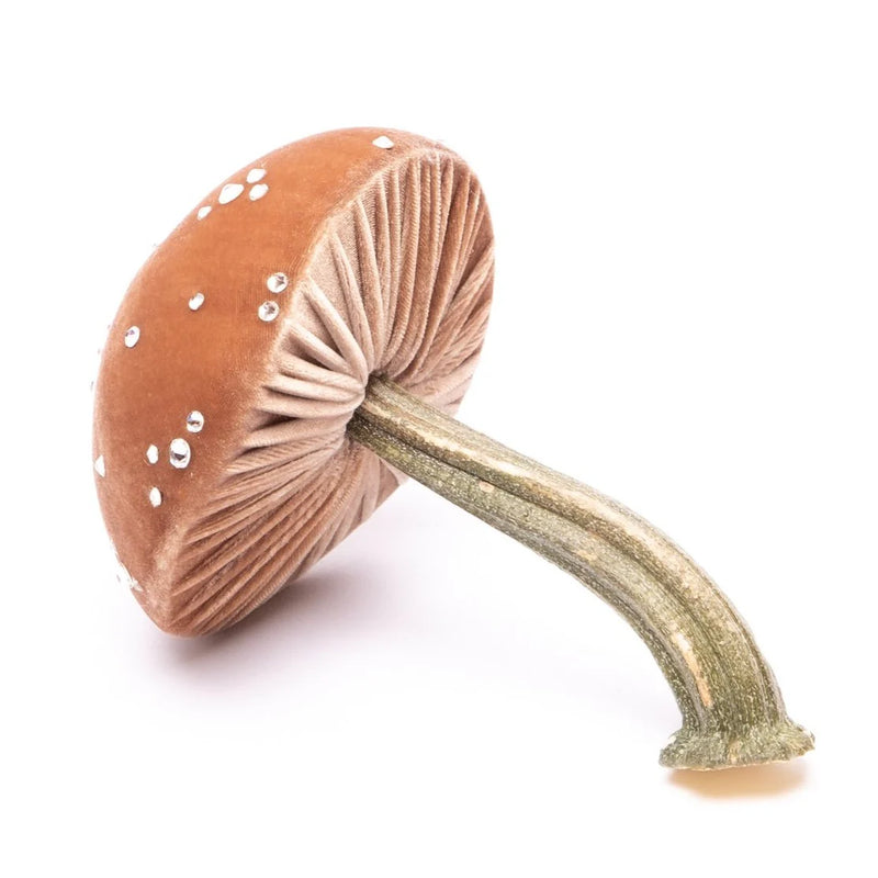 Hot Skwash | Silk Velvet Mushrooms - Fire: A close-up of handcrafted mushrooms with rustic stems, perfect for adding whimsical charm to home decor.