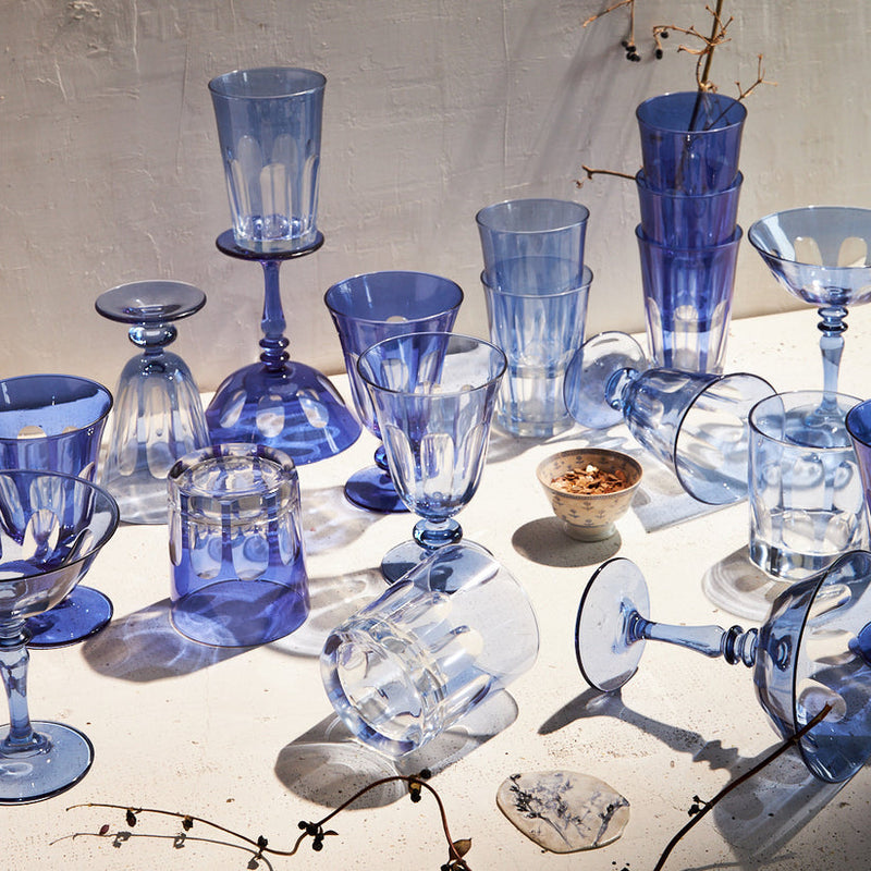 Sir|Madam | Rialto Glass Coupe, Moon Glow (Dark Blue), Set of 2