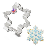 Ann Clark Holiday Cookie Cutters - Ugly Sweater, 2.75 x 4.25, featuring a snowflake shape with frosting, ideal for creative baking from Athens Cooks.