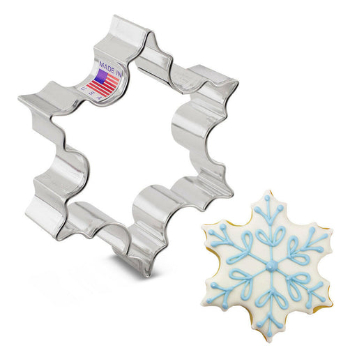 Ann Clark Holiday Cookie Cutters - Ugly Sweater, 2.75 x 4.25, featuring a snowflake shape with frosting, ideal for creative baking from Athens Cooks.