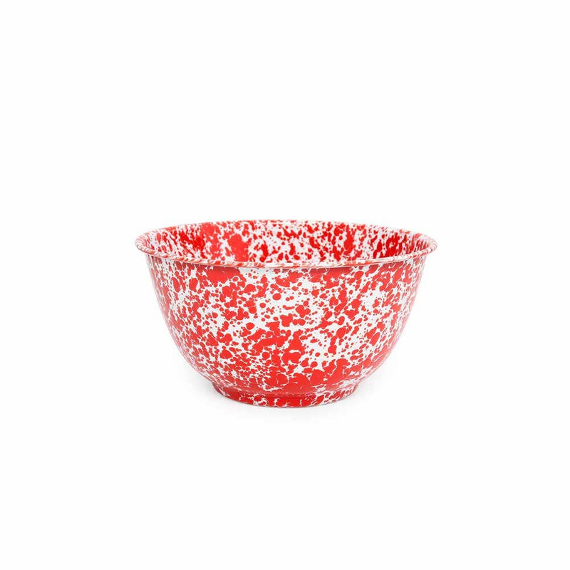 Crow Canyon Home | Splatter Enamelware Large Salad Bowl - Red Splatter