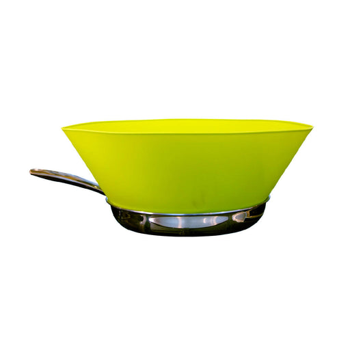 Frywall | Splatter Guard - 8 Inches Red - 13 Black, shown in use, effectively containing splatter while allowing easy access to cooking in a kitchen setting.