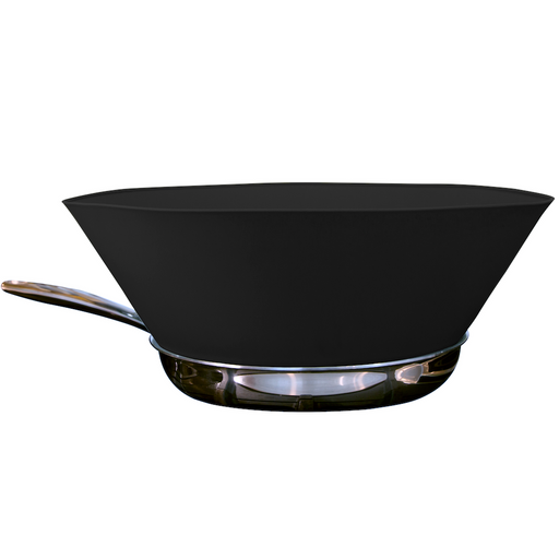 Frywall Splatter Guard - 13 Black, a sleek kitchen tool designed to prevent splatters while cooking, ideal for maintaining a clean stovetop.