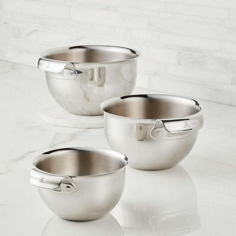 Hestan Provisions | 7QT Stainless Steel Mixing Bowl with ergonomic handle, flared rim, and nesting design, ideal for mixing and heat-safe up to 500°F.