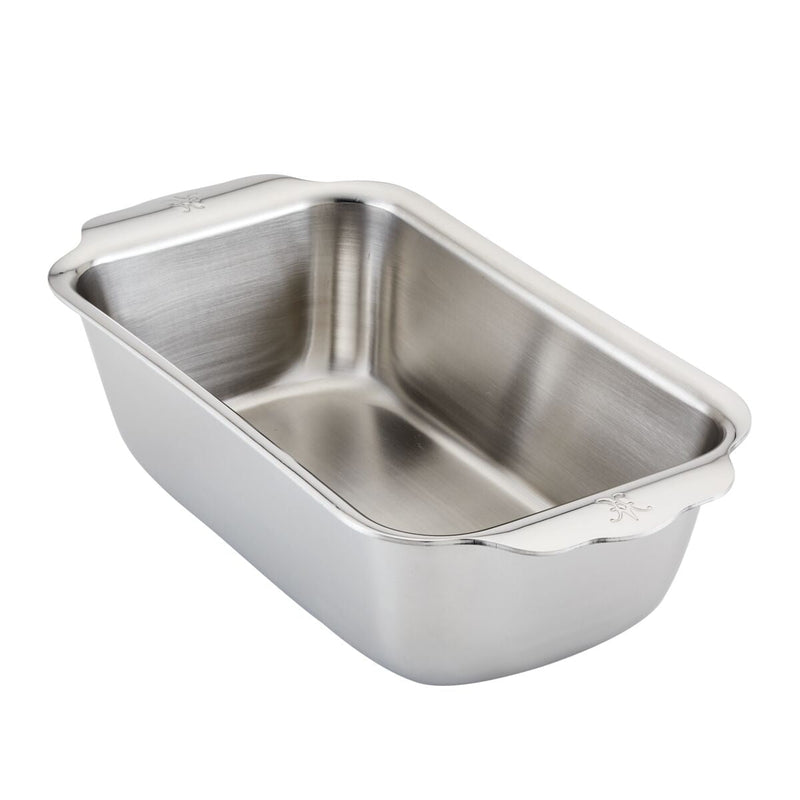 Hestan Provisions | OvenBond Tri-Ply Bakeware, 1-Pound Loaf Pan, crafted from stainless steel with curved handles for easy oven removal, ideal for baking in Athens Cooks' kitchen.