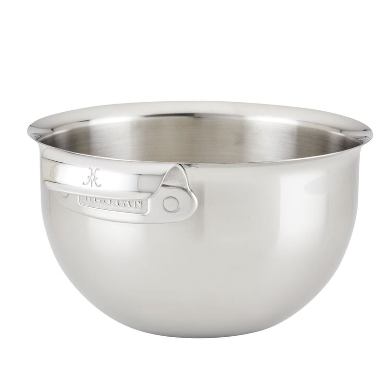 Hestan Provisions | 7QT Stainless Steel Mixing Bowl with a handle, ideal for large recipes, featuring a flared rim for easy pouring.
