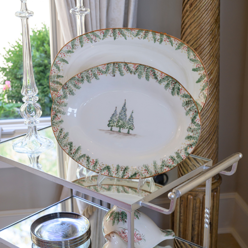 Arte Italica & Crown Linen Designs | Natale Oval Platter