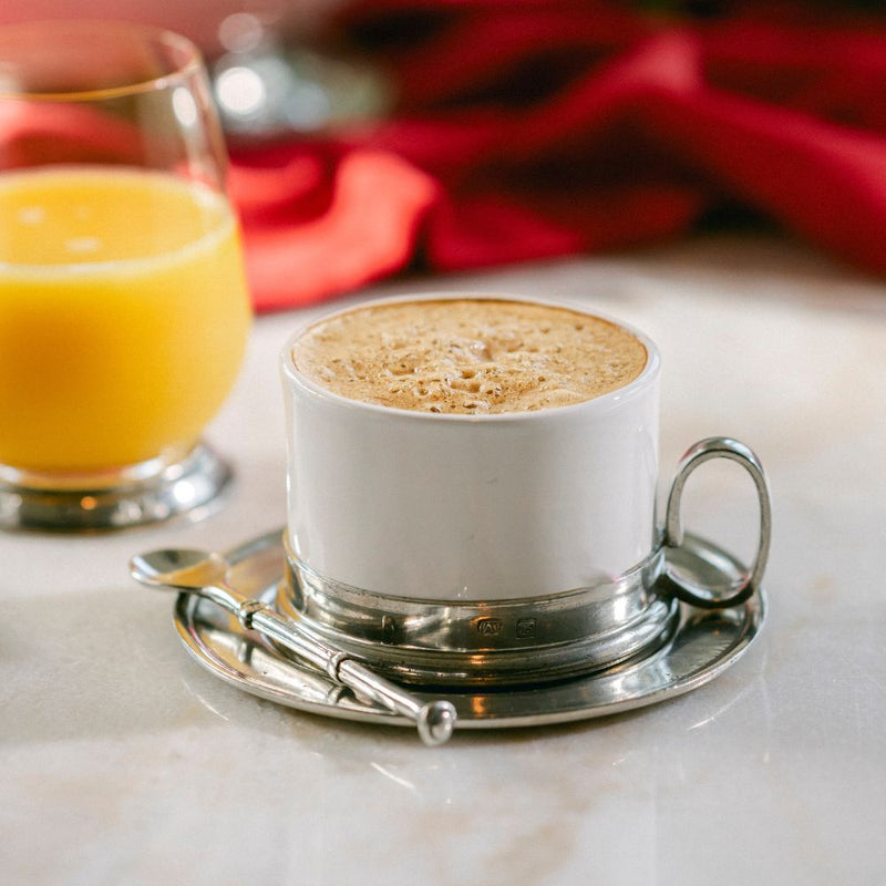 Arte Italica & Crown Linen Designs | Tuscan Cappuccino Cup & Saucer with Spoon