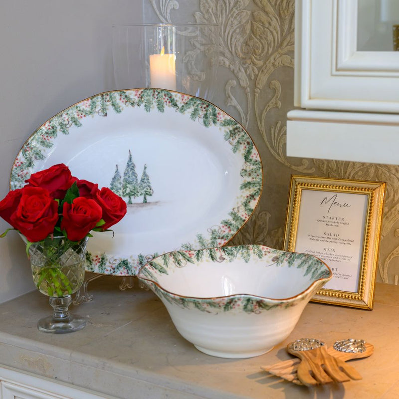 Arte Italica & Crown Linen Designs | Natale Oval Platter