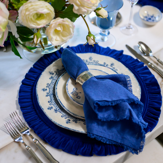 Arte Italica & Crown Linen Designs | Round Ruffle Velvet Placemat, Harvest Gold