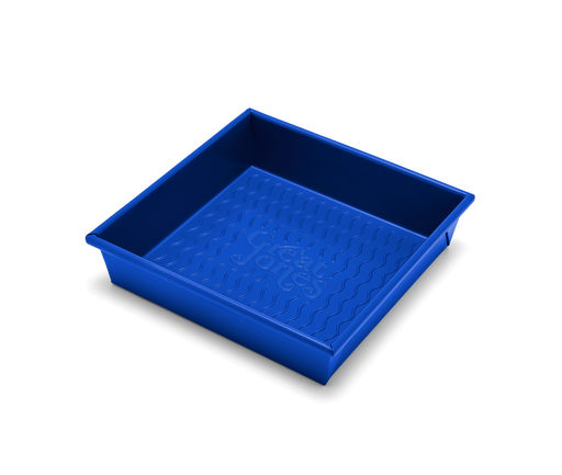Great Jones | Square One - Blueberry: A 9x9-inch square baking pan with a wavy, corrugated bottom for easy release and nonstick, nontoxic coating.