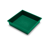 Great Jones | Square One - Broccoli: A 9x9-inch square baking pan with a wavy, corrugated bottom for easy release, nonstick and nontoxic, ideal for even baking.