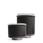FELLOW | Stagg Pour-Over XF dripper with flat-bottom design and unique textured pattern for optimal coffee extraction, shown in two sizes for precise brewing.