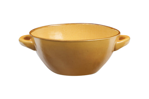 Novita | Mediterranean Stoneware Soup Bowl - Yellow, hand-dipped with a unique texture, smooth glaze, and subtle golden edges, perfect for soups and pasta.