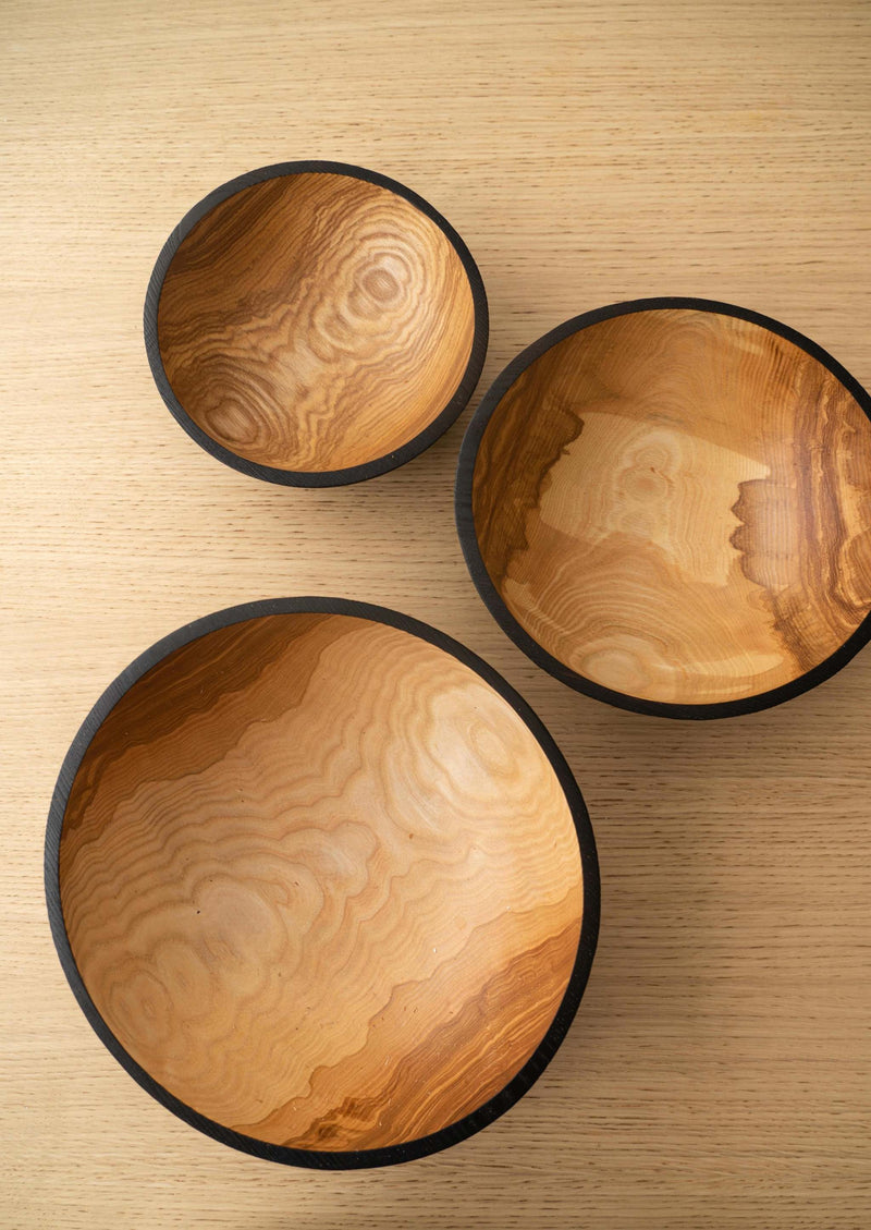 Creating Comfort Lab | Handmade Ukrainian Charred Wooden Salad Bowls, Large
