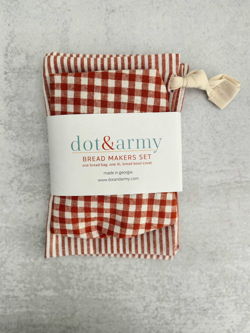 Dot and Army | Stripe and Check Bread Makers Set - Papaya