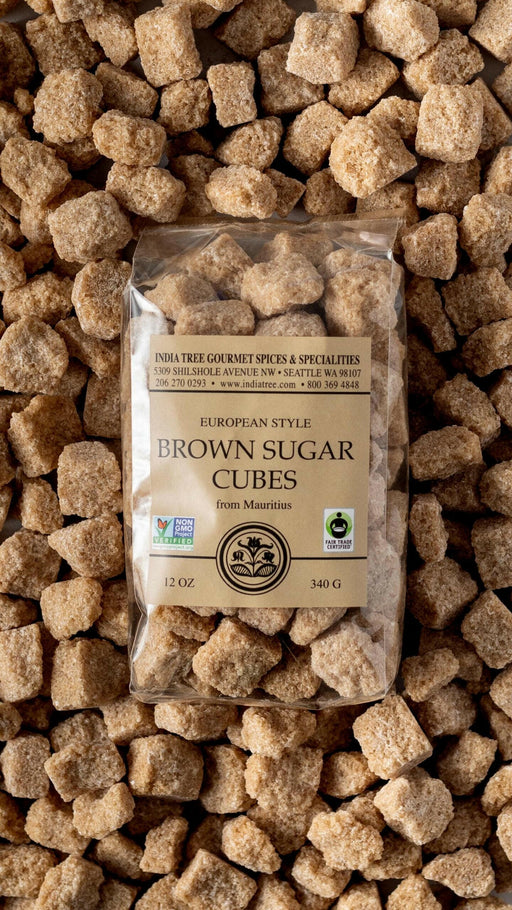 India Tree Brown Sugar Cubes from Mauritius, unrefined Demerara sugar, enhancing hot beverages with rich caramel flavor. Perfect for elevating your culinary experience at Athens Cooks.