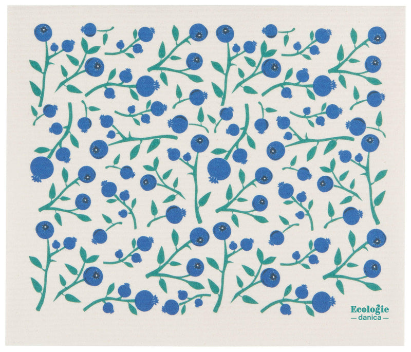 Ecologie | Swedish Dry Mat - Blueberries, a highly absorbent, eco-friendly kitchen mat made from cotton and cellulose, perfect for replacing paper towels and plastic sponges.