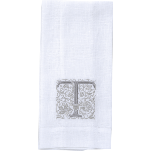 Arte Italica & Crown Linen Designs | Monogram Linen Towel - T