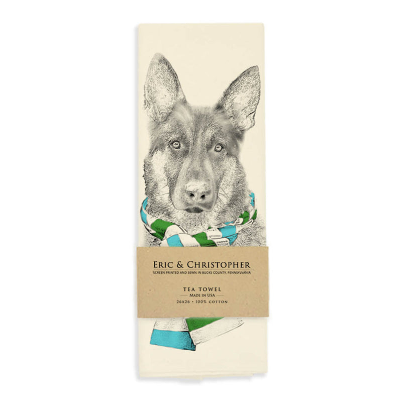 Eric & Christopher | German Shepherd with Scarf Tea Towel