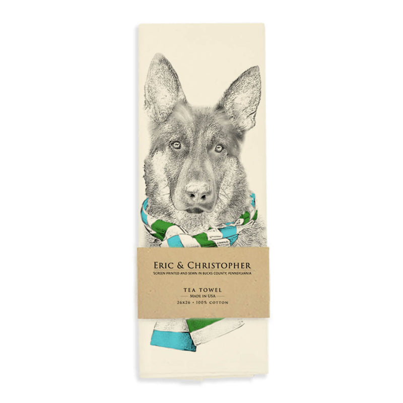 Eric & Christopher | German Shepherd with Scarf Tea Towel