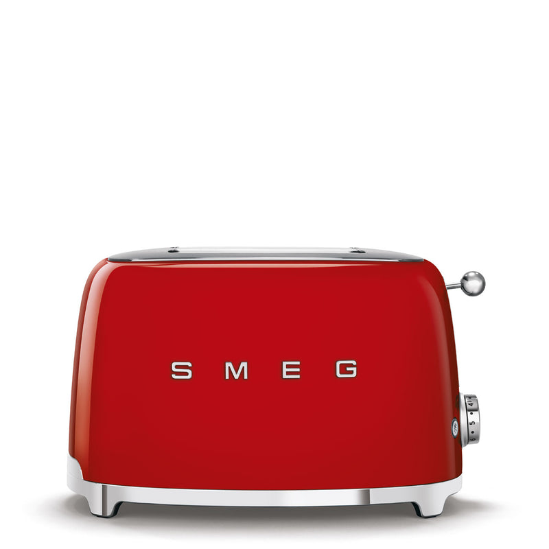 Smeg | Toaster - Red, a sleek two-slice model from Athens Cooks, renowned for its stylish design and functional excellence, perfect for any kitchen.